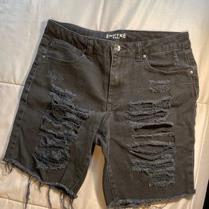 Black distressed jean shorts. Good condition, size 5